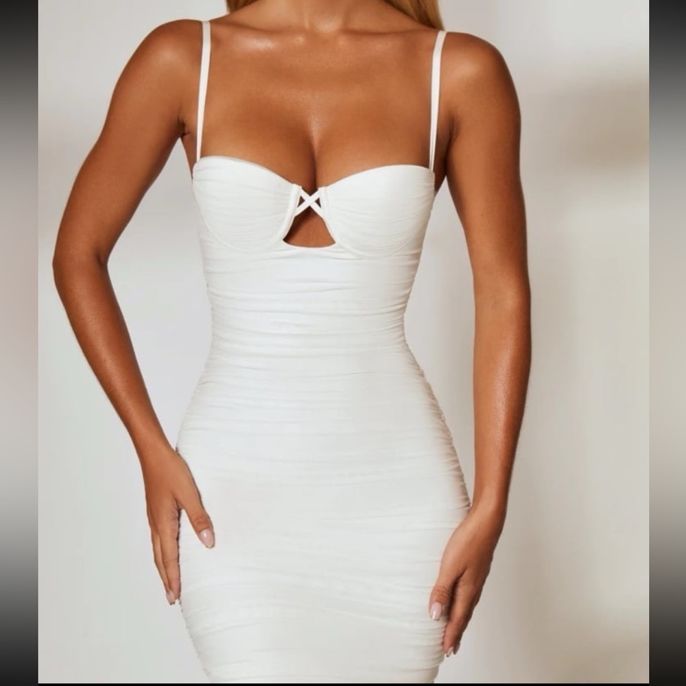 oh polly ruched mini dress